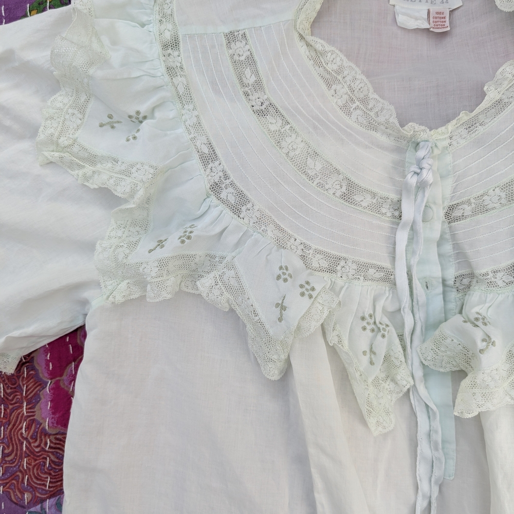 Frette Vintage White Lace Trim Nightgown